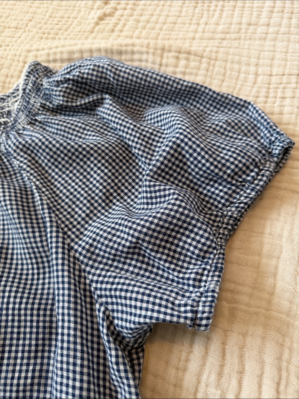 Lucky Brand Blue Gingham Peasant Top - Picture 4 of 5